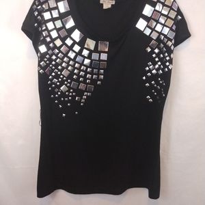 Lia Lee Black/Metallic Embellish Tunic